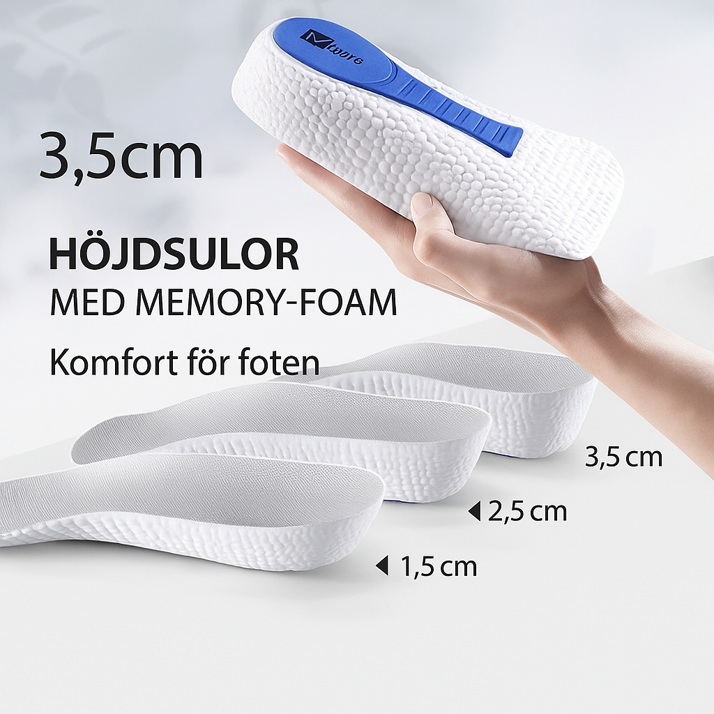 Height insoles with memory foam
